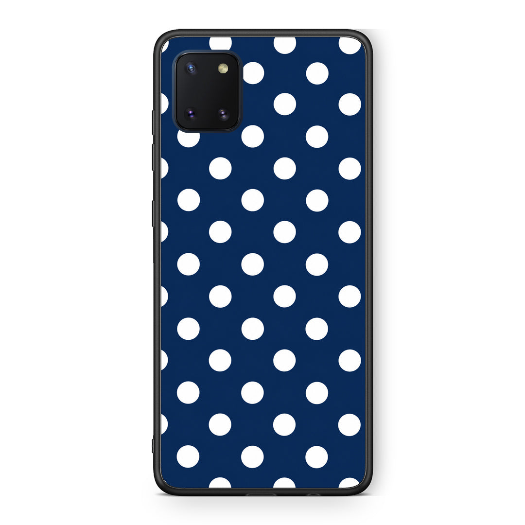 Θήκη Samsung Galaxy Note 10 Lite White Large Polka Dots on Navy από τη Smartfits με σχέδιο στο πίσω μέρος και μαύρο περίβλημα | Samsung Galaxy Note 10 Lite White Large Polka Dots on Navy case with colorful back and black bezels