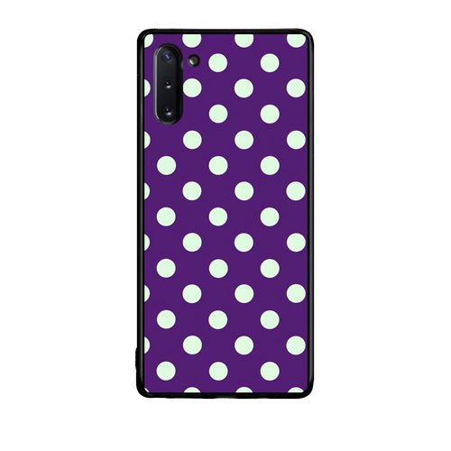 Θήκη Samsung Galaxy Note 10 Mint Polka Dots on Purple από τη Smartfits με σχέδιο στο πίσω μέρος και μαύρο περίβλημα | Samsung Galaxy Note 10 Mint Polka Dots on Purple case with colorful back and black bezels
