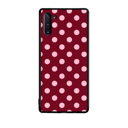 Θήκη Samsung Galaxy Note 10 Pink Polka Dots on Burgundy από τη Smartfits με σχέδιο στο πίσω μέρος και μαύρο περίβλημα | Samsung Galaxy Note 10 Pink Polka Dots on Burgundy case with colorful back and black bezels