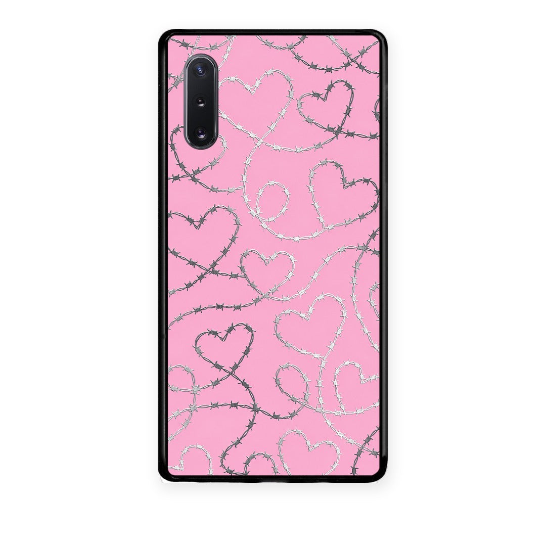 Θήκη Samsung Galaxy Note 10+ Barbed Wire Hearts on Pink από τη Smartfits με σχέδιο στο πίσω μέρος και μαύρο περίβλημα | Samsung Galaxy Note 10+ Barbed Wire Hearts on Pink case with colorful back and black bezels