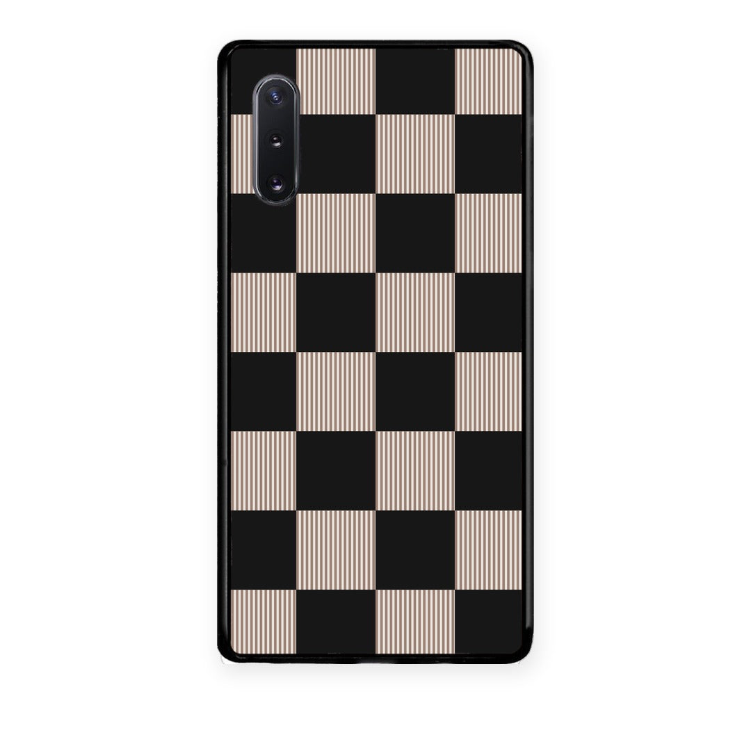 Θήκη Samsung Galaxy Note 10+ Black and Taupe Striped Checks από τη Smartfits με σχέδιο στο πίσω μέρος και μαύρο περίβλημα | Samsung Galaxy Note 10+ Black and Taupe Striped Checks case with colorful back and black bezels