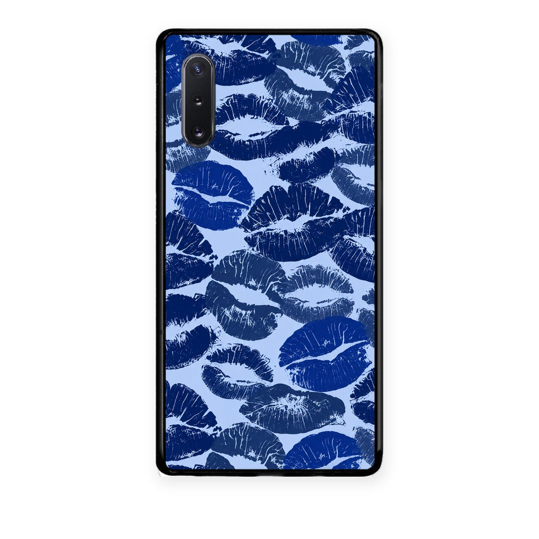 Θήκη Samsung Galaxy Note 10+ Blue Lipstick Kisses από τη Smartfits με σχέδιο στο πίσω μέρος και μαύρο περίβλημα | Samsung Galaxy Note 10+ Blue Lipstick Kisses case with colorful back and black bezels