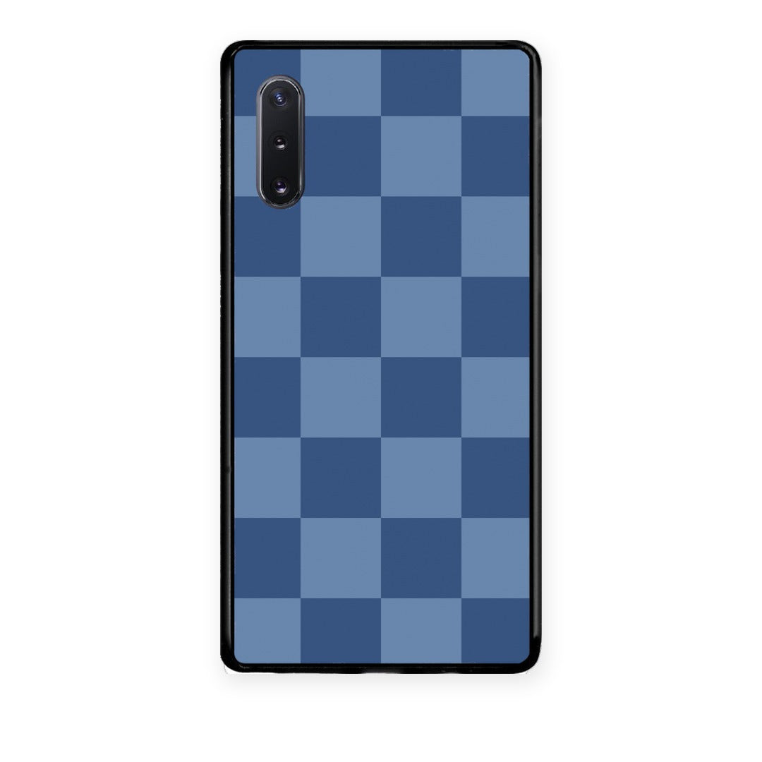 Θήκη Samsung Galaxy Note 10+ Denim Blue Checkerboard από τη Smartfits με σχέδιο στο πίσω μέρος και μαύρο περίβλημα | Samsung Galaxy Note 10+ Denim Blue Checkerboard case with colorful back and black bezels