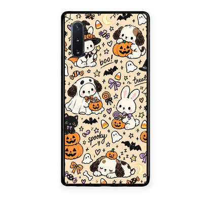 Θήκη Samsung Galaxy Note 10+ Halloween Puppies and Friends on Cream από τη Smartfits με σχέδιο στο πίσω μέρος και μαύρο περίβλημα | Samsung Galaxy Note 10+ Halloween Puppies and Friends on Cream case with colorful back and black bezels