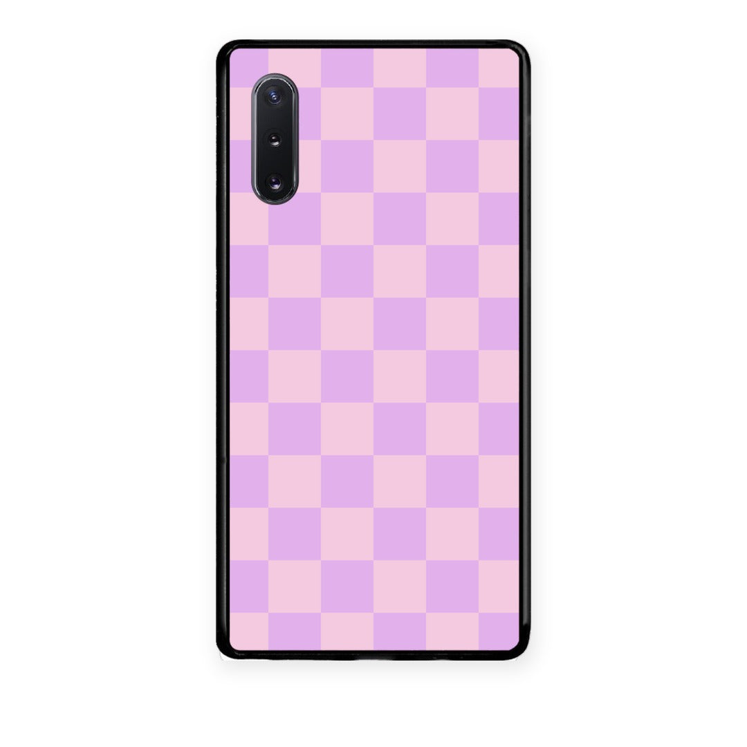 Θήκη Samsung Galaxy Note 10+ Lavender and Pink Checkerboard από τη Smartfits με σχέδιο στο πίσω μέρος και μαύρο περίβλημα | Samsung Galaxy Note 10+ Lavender and Pink Checkerboard case with colorful back and black bezels
