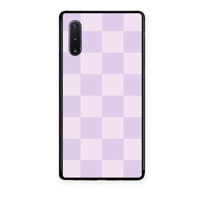 Θήκη Samsung Galaxy Note 10+ Lilac and Cream Striped Checks από τη Smartfits με σχέδιο στο πίσω μέρος και μαύρο περίβλημα | Samsung Galaxy Note 10+ Lilac and Cream Striped Checks case with colorful back and black bezels