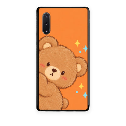 Θήκη Samsung Galaxy Note 10+ Peekaboo Teddy on Orange από τη Smartfits με σχέδιο στο πίσω μέρος και μαύρο περίβλημα | Samsung Galaxy Note 10+ Peekaboo Teddy on Orange case with colorful back and black bezels