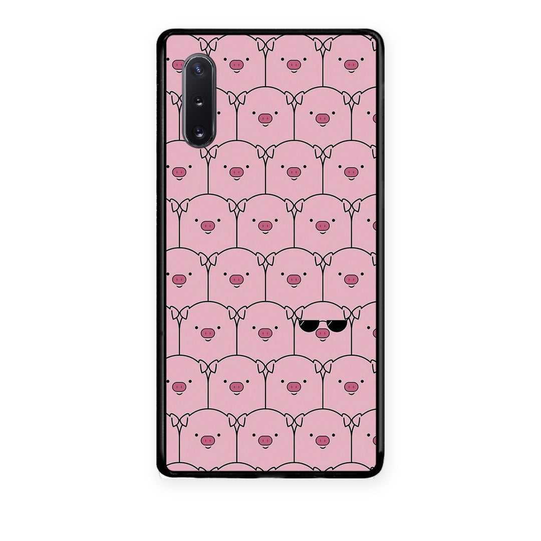 Θήκη Samsung Galaxy Note 10+ Pig Glasses από τη Smartfits με σχέδιο στο πίσω μέρος και μαύρο περίβλημα | Samsung Galaxy Note 10+ Pig Glasses case with colorful back and black bezels