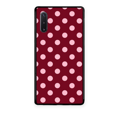 Θήκη Samsung Galaxy Note 10+ Pink Polka Dots on Burgundy από τη Smartfits με σχέδιο στο πίσω μέρος και μαύρο περίβλημα | Samsung Galaxy Note 10+ Pink Polka Dots on Burgundy case with colorful back and black bezels