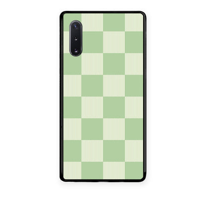 Θήκη Samsung Galaxy Note 10+ Sage and Cream Striped Checks από τη Smartfits με σχέδιο στο πίσω μέρος και μαύρο περίβλημα | Samsung Galaxy Note 10+ Sage and Cream Striped Checks case with colorful back and black bezels