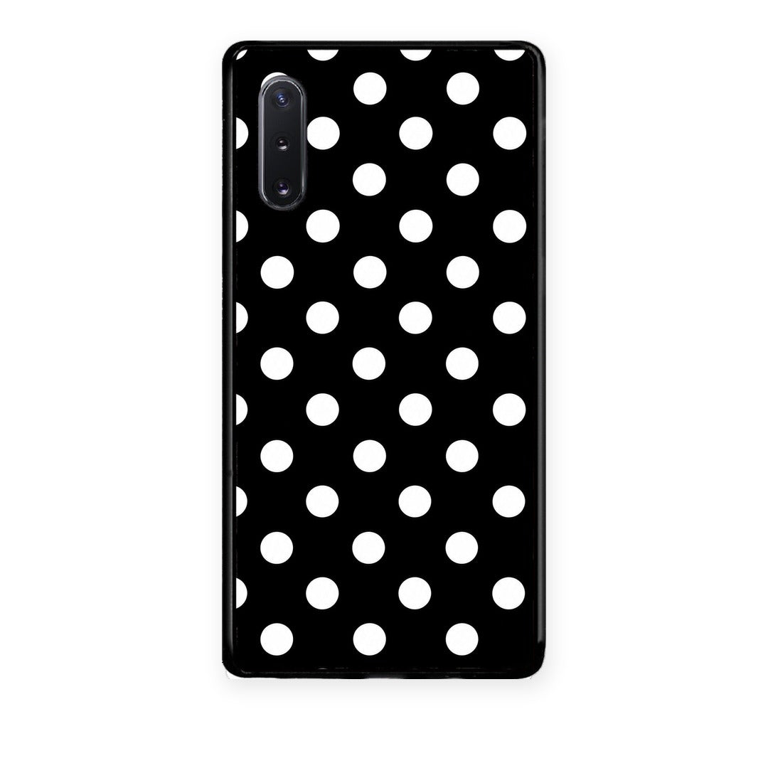 Θήκη Samsung Galaxy Note 10+ White Polka Dots on Black από τη Smartfits με σχέδιο στο πίσω μέρος και μαύρο περίβλημα | Samsung Galaxy Note 10+ White Polka Dots on Black case with colorful back and black bezels