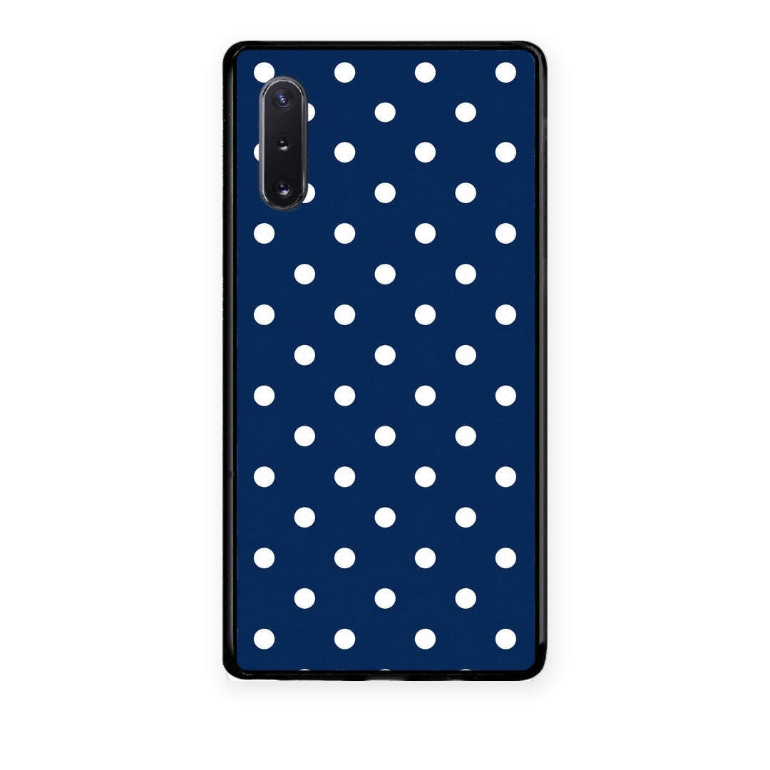 Θήκη Samsung Galaxy Note 10+ White Small Polka Dots on Navy από τη Smartfits με σχέδιο στο πίσω μέρος και μαύρο περίβλημα | Samsung Galaxy Note 10+ White Small Polka Dots on Navy case with colorful back and black bezels
