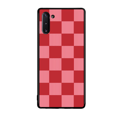 Θήκη Samsung Galaxy Note 10 Red and Pink Striped Checks από τη Smartfits με σχέδιο στο πίσω μέρος και μαύρο περίβλημα | Samsung Galaxy Note 10 Red and Pink Striped Checks case with colorful back and black bezels