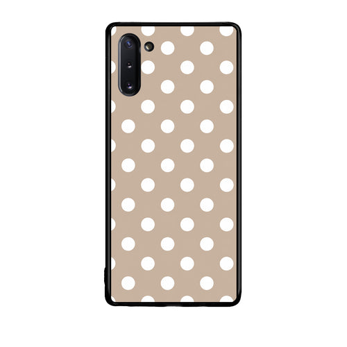 Θήκη Samsung Galaxy Note 10 White Polka Dots on Taupe από τη Smartfits με σχέδιο στο πίσω μέρος και μαύρο περίβλημα | Samsung Galaxy Note 10 White Polka Dots on Taupe case with colorful back and black bezels