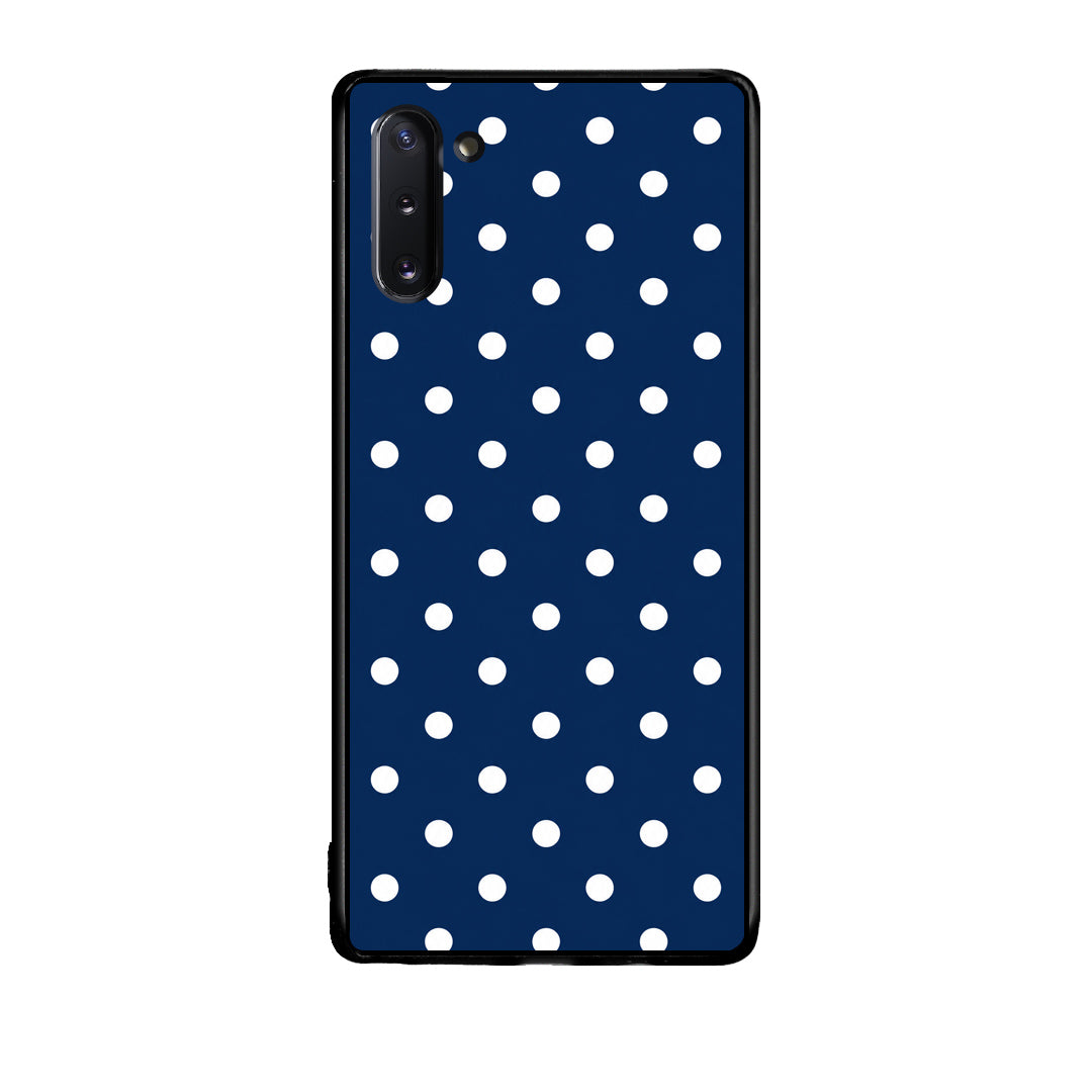 Θήκη Samsung Galaxy Note 10 White Small Polka Dots on Navy από τη Smartfits με σχέδιο στο πίσω μέρος και μαύρο περίβλημα | Samsung Galaxy Note 10 White Small Polka Dots on Navy case with colorful back and black bezels