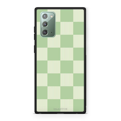 Θήκη Samsung Galaxy Note 20 Sage and Cream Striped Checks από τη Smartfits με σχέδιο στο πίσω μέρος και μαύρο περίβλημα | Samsung Galaxy Note 20 Sage and Cream Striped Checks case with colorful back and black bezels