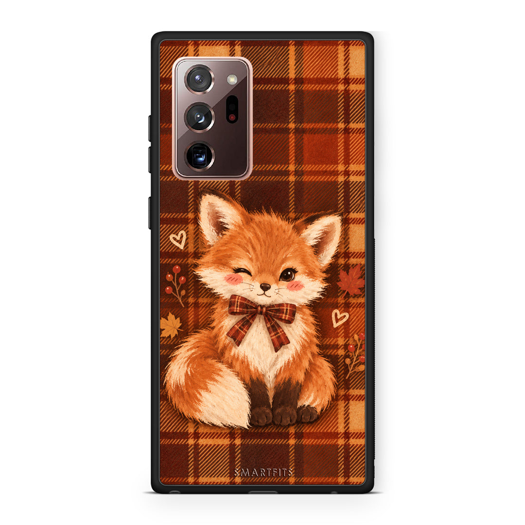 Θήκη Samsung Galaxy Note 20 Ultra Fox on Autumn Tartan από τη Smartfits με σχέδιο στο πίσω μέρος και μαύρο περίβλημα | Samsung Galaxy Note 20 Ultra Fox on Autumn Tartan case with colorful back and black bezels