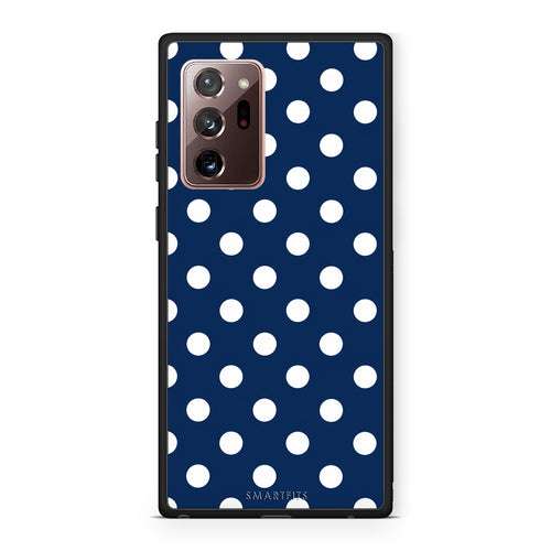 Θήκη Samsung Galaxy Note 20 Ultra White Large Polka Dots on Navy από τη Smartfits με σχέδιο στο πίσω μέρος και μαύρο περίβλημα | Samsung Galaxy Note 20 Ultra White Large Polka Dots on Navy case with colorful back and black bezels