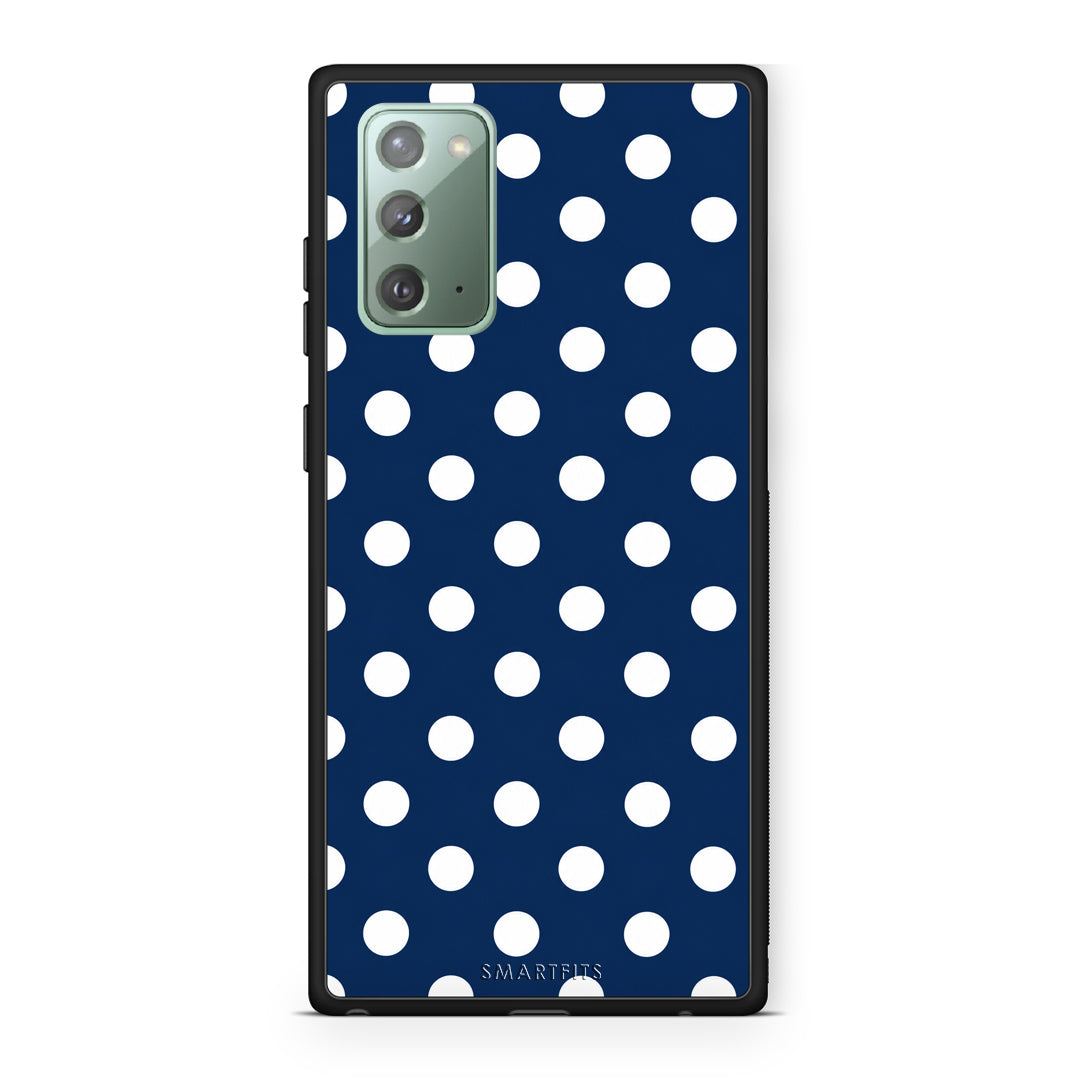 Θήκη Samsung Galaxy Note 20 White Large Polka Dots on Navy από τη Smartfits με σχέδιο στο πίσω μέρος και μαύρο περίβλημα | Samsung Galaxy Note 20 White Large Polka Dots on Navy case with colorful back and black bezels
