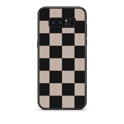 Θήκη Samsung Galaxy Note 8 Black and Taupe Striped Checks από τη Smartfits με σχέδιο στο πίσω μέρος και μαύρο περίβλημα | Samsung Galaxy Note 8 Black and Taupe Striped Checks case with colorful back and black bezels