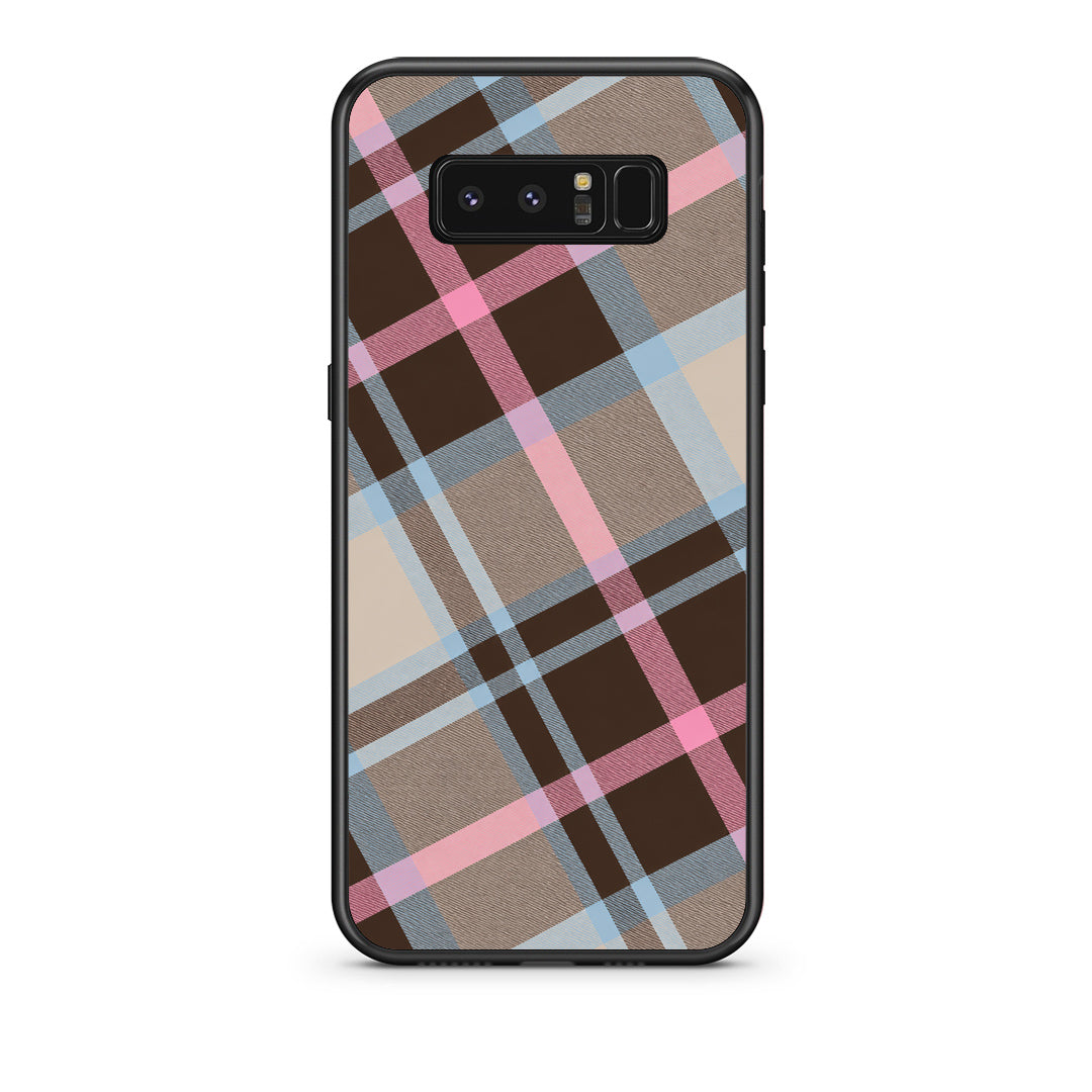 Θήκη Samsung Galaxy Note 8 Brown Pink and Blue Diagonal Plaid από τη Smartfits με σχέδιο στο πίσω μέρος και μαύρο περίβλημα | Samsung Galaxy Note 8 Brown Pink and Blue Diagonal Plaid case with colorful back and black bezels