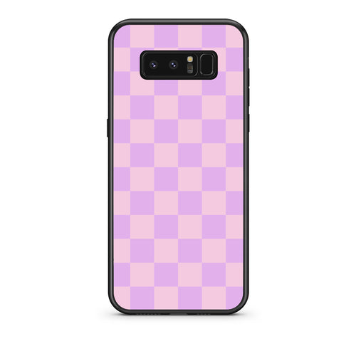 Θήκη Samsung Galaxy Note 8 Lavender and Pink Checkerboard από τη Smartfits με σχέδιο στο πίσω μέρος και μαύρο περίβλημα | Samsung Galaxy Note 8 Lavender and Pink Checkerboard case with colorful back and black bezels