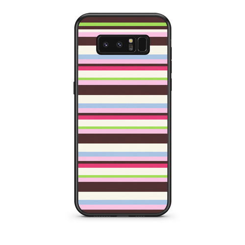 Θήκη Samsung Galaxy Note 8 Multicolour Horizontal Stripes από τη Smartfits με σχέδιο στο πίσω μέρος και μαύρο περίβλημα | Samsung Galaxy Note 8 Multicolour Horizontal Stripes case with colorful back and black bezels