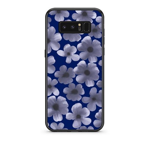 Θήκη Samsung Galaxy Note 8 Pale Blue Flowers on Navy από τη Smartfits με σχέδιο στο πίσω μέρος και μαύρο περίβλημα | Samsung Galaxy Note 8 Pale Blue Flowers on Navy case with colorful back and black bezels