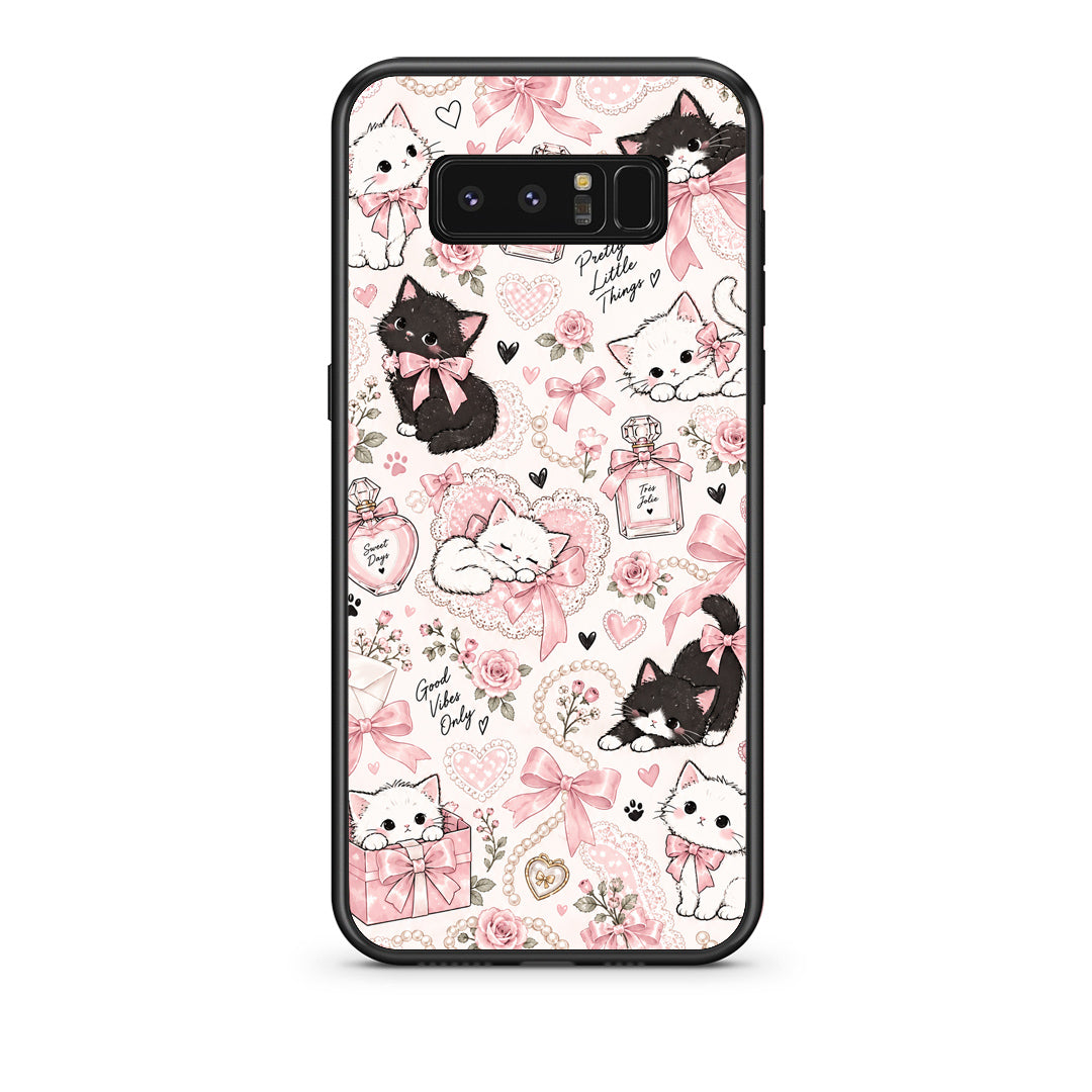 Θήκη Samsung Galaxy Note 8 Pink Bows and Kittens Collage από τη Smartfits με σχέδιο στο πίσω μέρος και μαύρο περίβλημα | Samsung Galaxy Note 8 Pink Bows and Kittens Collage case with colorful back and black bezels