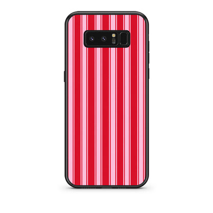 Θήκη Samsung Galaxy Note 8 Red and Pink Vertical Pinstripes από τη Smartfits με σχέδιο στο πίσω μέρος και μαύρο περίβλημα | Samsung Galaxy Note 8 Red and Pink Vertical Pinstripes case with colorful back and black bezels