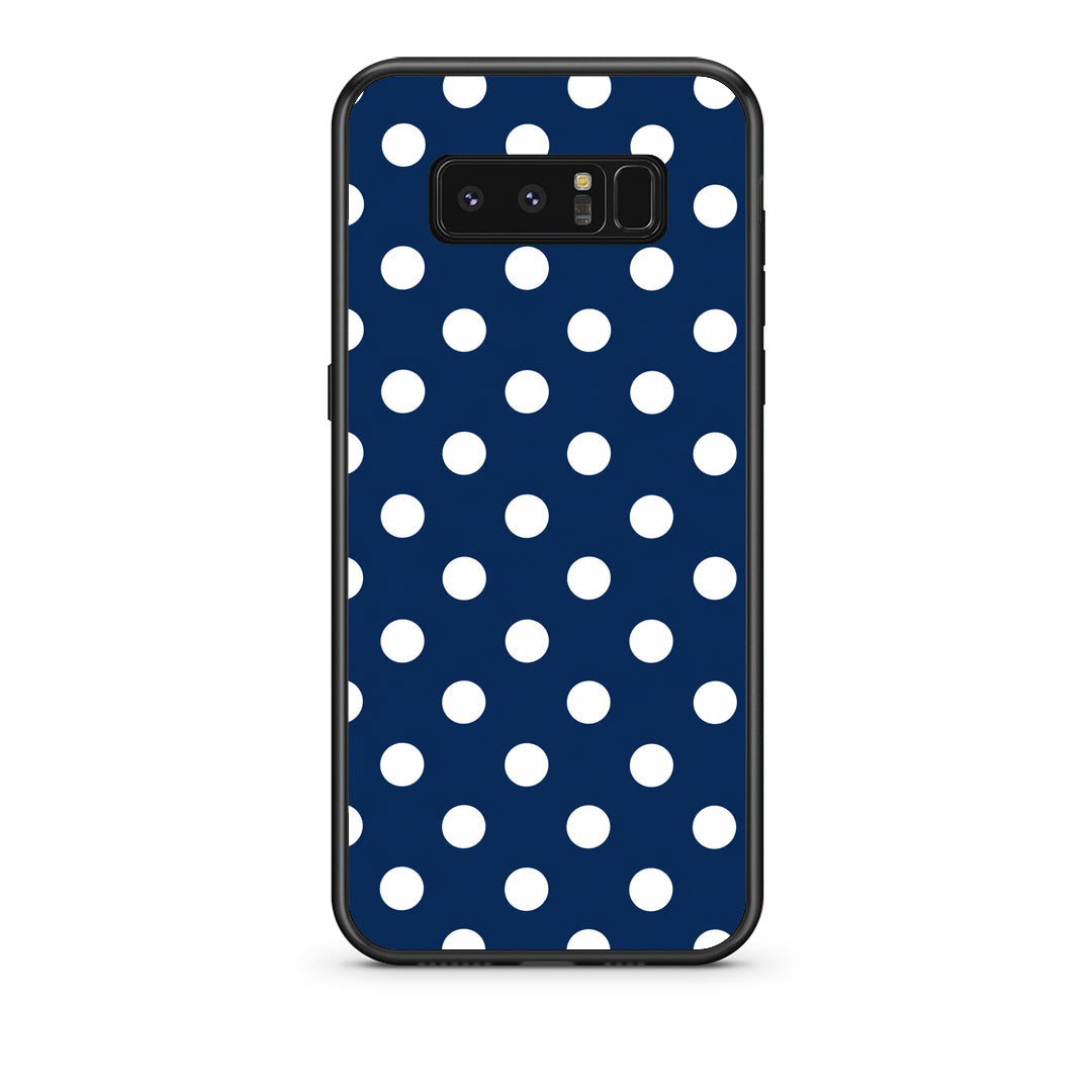 Θήκη Samsung Galaxy Note 8 White Large Polka Dots on Navy από τη Smartfits με σχέδιο στο πίσω μέρος και μαύρο περίβλημα | Samsung Galaxy Note 8 White Large Polka Dots on Navy case with colorful back and black bezels