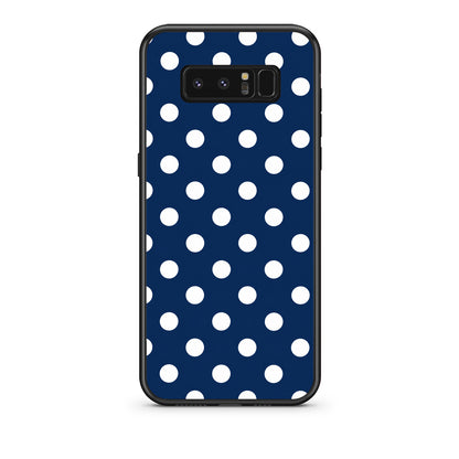 Θήκη Samsung Galaxy Note 8 White Large Polka Dots on Navy από τη Smartfits με σχέδιο στο πίσω μέρος και μαύρο περίβλημα | Samsung Galaxy Note 8 White Large Polka Dots on Navy case with colorful back and black bezels