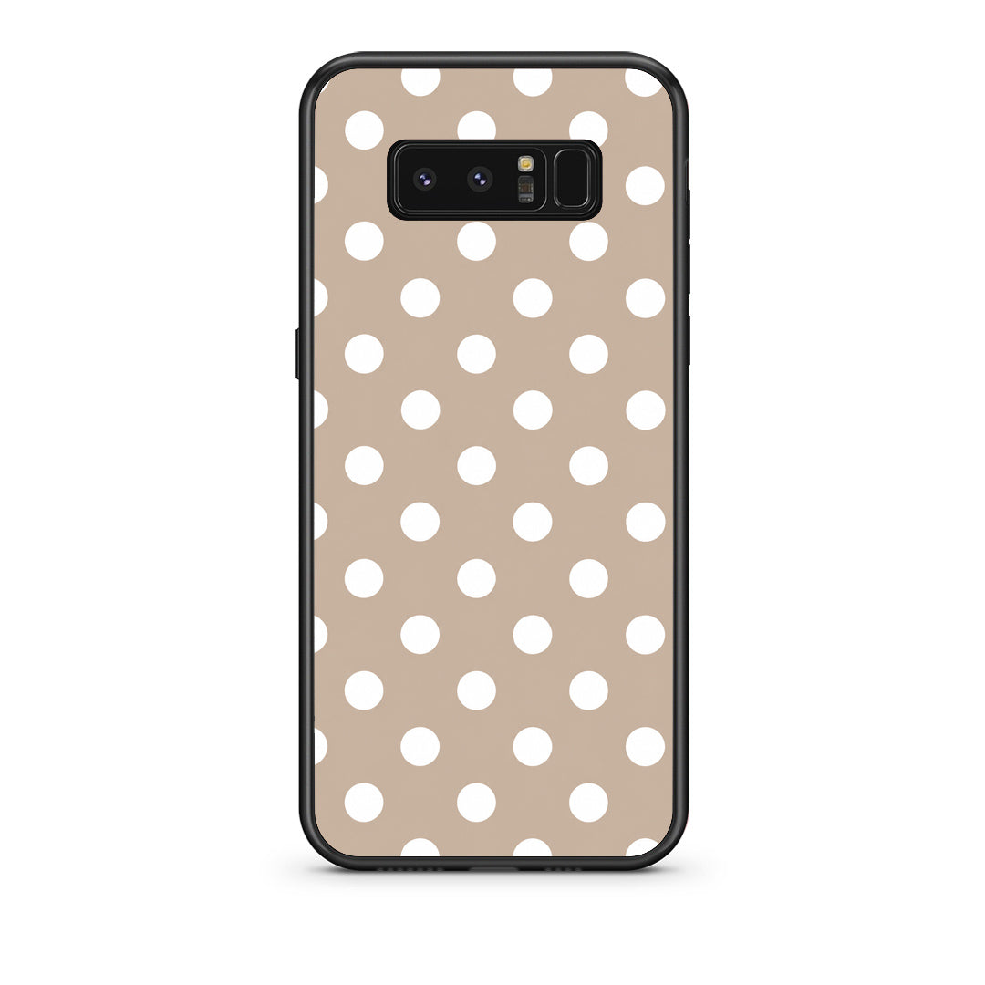 Θήκη Samsung Galaxy Note 8 White Polka Dots on Taupe από τη Smartfits με σχέδιο στο πίσω μέρος και μαύρο περίβλημα | Samsung Galaxy Note 8 White Polka Dots on Taupe case with colorful back and black bezels