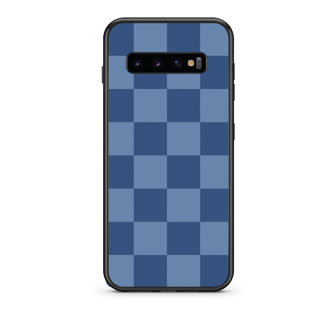 Θήκη Samsung Galaxy S10 Denim Blue Checkerboard από τη Smartfits με σχέδιο στο πίσω μέρος και μαύρο περίβλημα | Samsung Galaxy S10 Denim Blue Checkerboard case with colorful back and black bezels