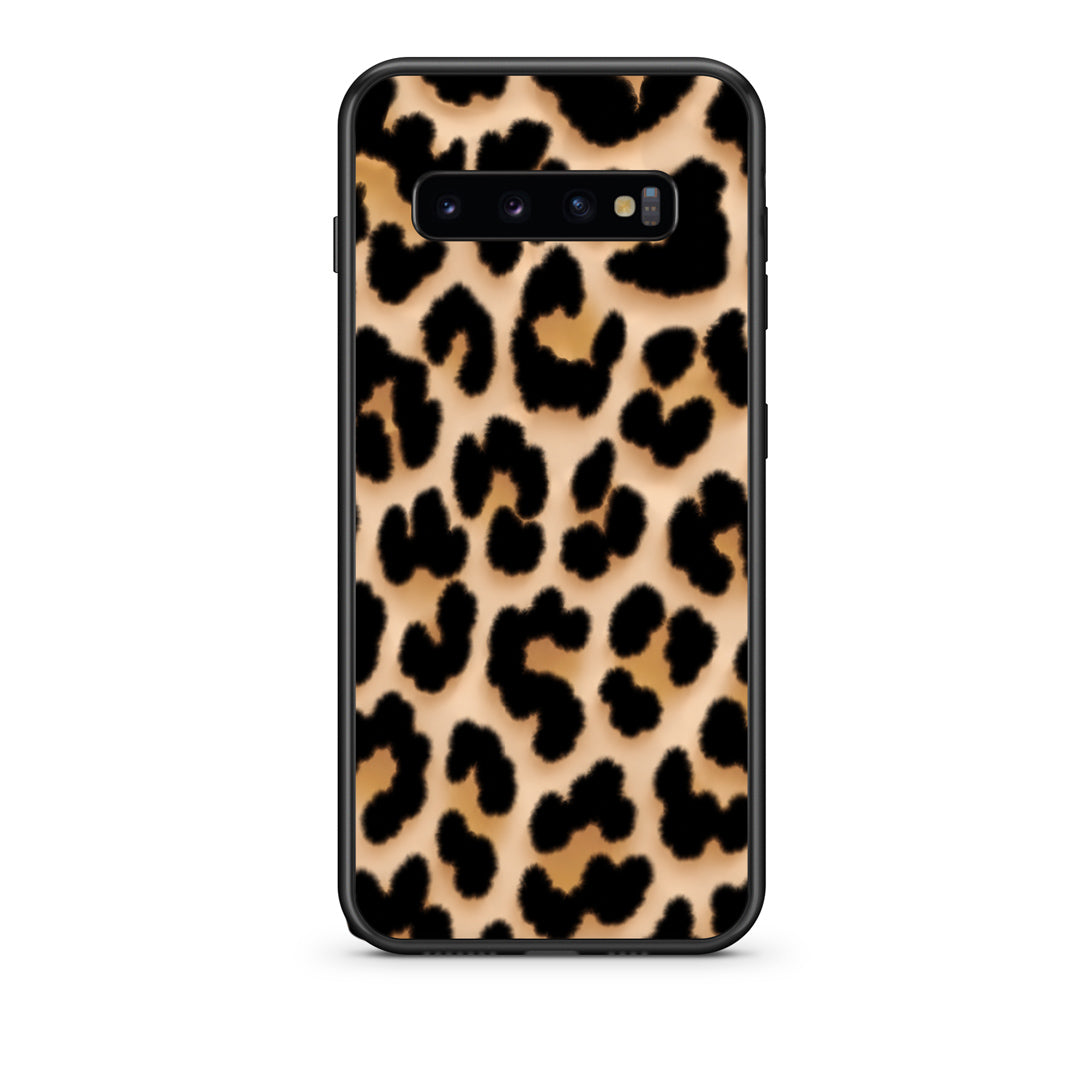 Θήκη Samsung Galaxy S10 Leopard Print Tan Large από τη Smartfits με σχέδιο στο πίσω μέρος και μαύρο περίβλημα | Samsung Galaxy S10 Leopard Print Tan Large case with colorful back and black bezels