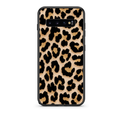 Θήκη Samsung Galaxy S10 Leopard Print Tan Small από τη Smartfits με σχέδιο στο πίσω μέρος και μαύρο περίβλημα | Samsung Galaxy S10 Leopard Print Tan Small case with colorful back and black bezels
