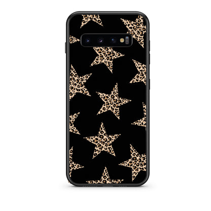 Θήκη Samsung Galaxy S10 Leopard Stars on Black από τη Smartfits με σχέδιο στο πίσω μέρος και μαύρο περίβλημα | Samsung Galaxy S10 Leopard Stars on Black case with colorful back and black bezels