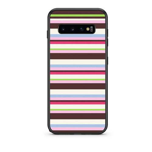 Θήκη Samsung Galaxy S10 Multicolour Horizontal Stripes από τη Smartfits με σχέδιο στο πίσω μέρος και μαύρο περίβλημα | Samsung Galaxy S10 Multicolour Horizontal Stripes case with colorful back and black bezels