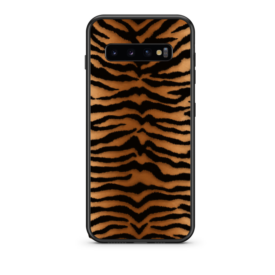 Θήκη Samsung Galaxy S10+ Tiger Print Orange and Black από τη Smartfits με σχέδιο στο πίσω μέρος και μαύρο περίβλημα | Samsung Galaxy S10+ Tiger Print Orange and Black case with colorful back and black bezels