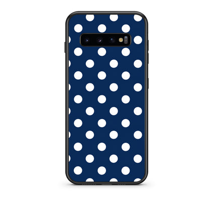 Θήκη Samsung Galaxy S10+ White Large Polka Dots on Navy από τη Smartfits με σχέδιο στο πίσω μέρος και μαύρο περίβλημα | Samsung Galaxy S10+ White Large Polka Dots on Navy case with colorful back and black bezels
