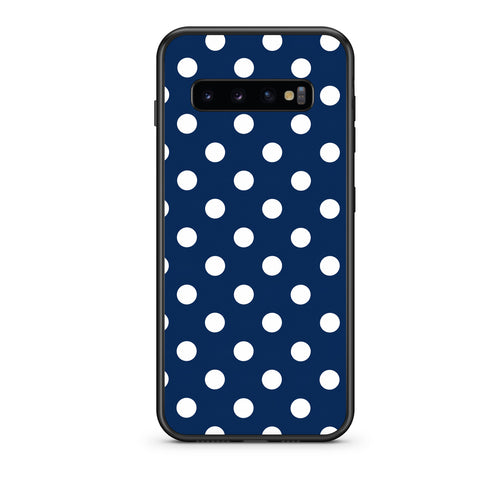 Θήκη Samsung Galaxy S10+ White Large Polka Dots on Navy από τη Smartfits με σχέδιο στο πίσω μέρος και μαύρο περίβλημα | Samsung Galaxy S10+ White Large Polka Dots on Navy case with colorful back and black bezels