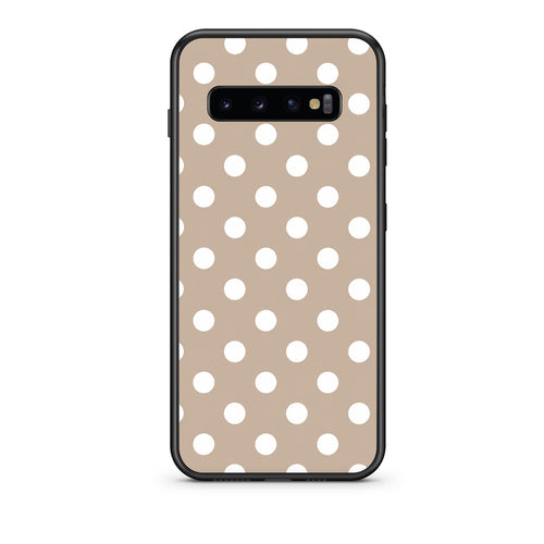 Θήκη Samsung Galaxy S10+ White Polka Dots on Taupe από τη Smartfits με σχέδιο στο πίσω μέρος και μαύρο περίβλημα | Samsung Galaxy S10+ White Polka Dots on Taupe case with colorful back and black bezels