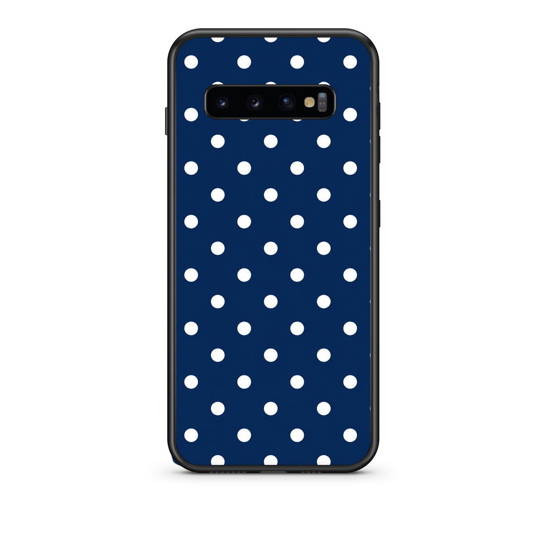 Θήκη Samsung Galaxy S10+ White Small Polka Dots on Navy από τη Smartfits με σχέδιο στο πίσω μέρος και μαύρο περίβλημα | Samsung Galaxy S10+ White Small Polka Dots on Navy case with colorful back and black bezels