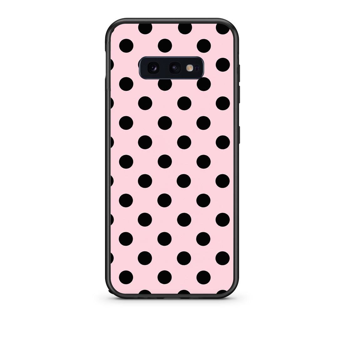 Θήκη Samsung Galaxy S10e Black Polka Dots on Pink από τη Smartfits με σχέδιο στο πίσω μέρος και μαύρο περίβλημα | Samsung Galaxy S10e Black Polka Dots on Pink case with colorful back and black bezels