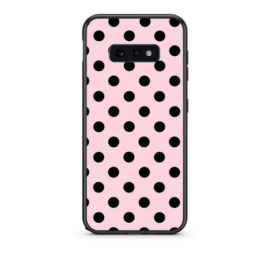 Θήκη Samsung Galaxy S10e Black Polka Dots on Pink από τη Smartfits με σχέδιο στο πίσω μέρος και μαύρο περίβλημα | Samsung Galaxy S10e Black Polka Dots on Pink case with colorful back and black bezels