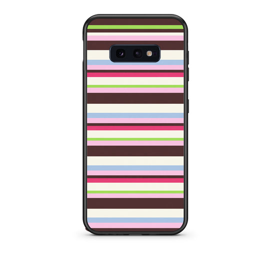 Θήκη Samsung Galaxy S10e Multicolour Horizontal Stripes από τη Smartfits με σχέδιο στο πίσω μέρος και μαύρο περίβλημα | Samsung Galaxy S10e Multicolour Horizontal Stripes case with colorful back and black bezels