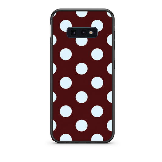 Θήκη Samsung Galaxy S10e Pale Blue Large Polka Dots on Burgundy από τη Smartfits με σχέδιο στο πίσω μέρος και μαύρο περίβλημα | Samsung Galaxy S10e Pale Blue Large Polka Dots on Burgundy case with colorful back and black bezels