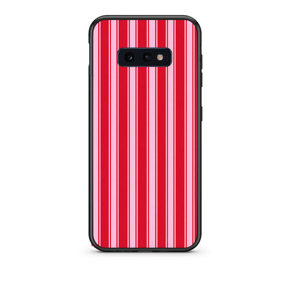 Θήκη Samsung Galaxy S10e Red and Pink Vertical Pinstripes από τη Smartfits με σχέδιο στο πίσω μέρος και μαύρο περίβλημα | Samsung Galaxy S10e Red and Pink Vertical Pinstripes case with colorful back and black bezels
