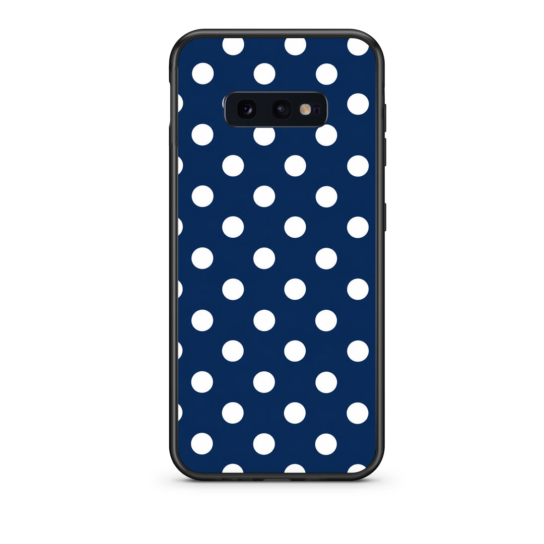 Θήκη Samsung Galaxy S10e White Large Polka Dots on Navy από τη Smartfits με σχέδιο στο πίσω μέρος και μαύρο περίβλημα | Samsung Galaxy S10e White Large Polka Dots on Navy case with colorful back and black bezels