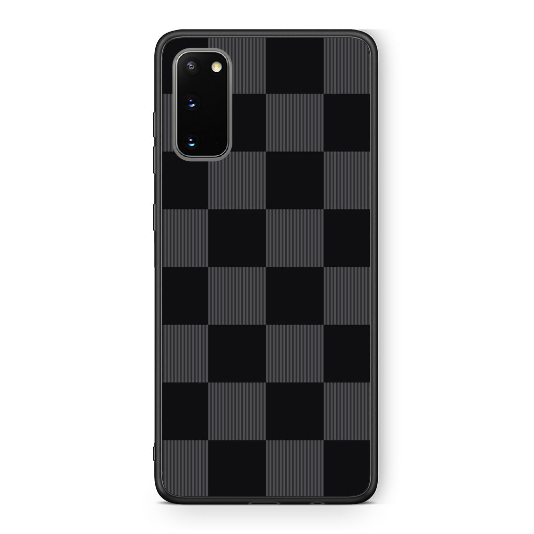 Θήκη Samsung Galaxy S20 Black and Charcoal Striped Checks από τη Smartfits με σχέδιο στο πίσω μέρος και μαύρο περίβλημα | Samsung Galaxy S20 Black and Charcoal Striped Checks case with colorful back and black bezels